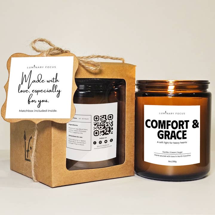 Comfort & Grace Soy Candle for Grieving - Vanilla for wholesale by Luminary Focus
