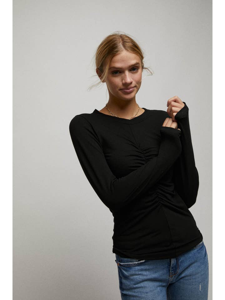 Cerule - Wholesale Knit Top - Women's - Long Sleeve Cinched Open Back Top