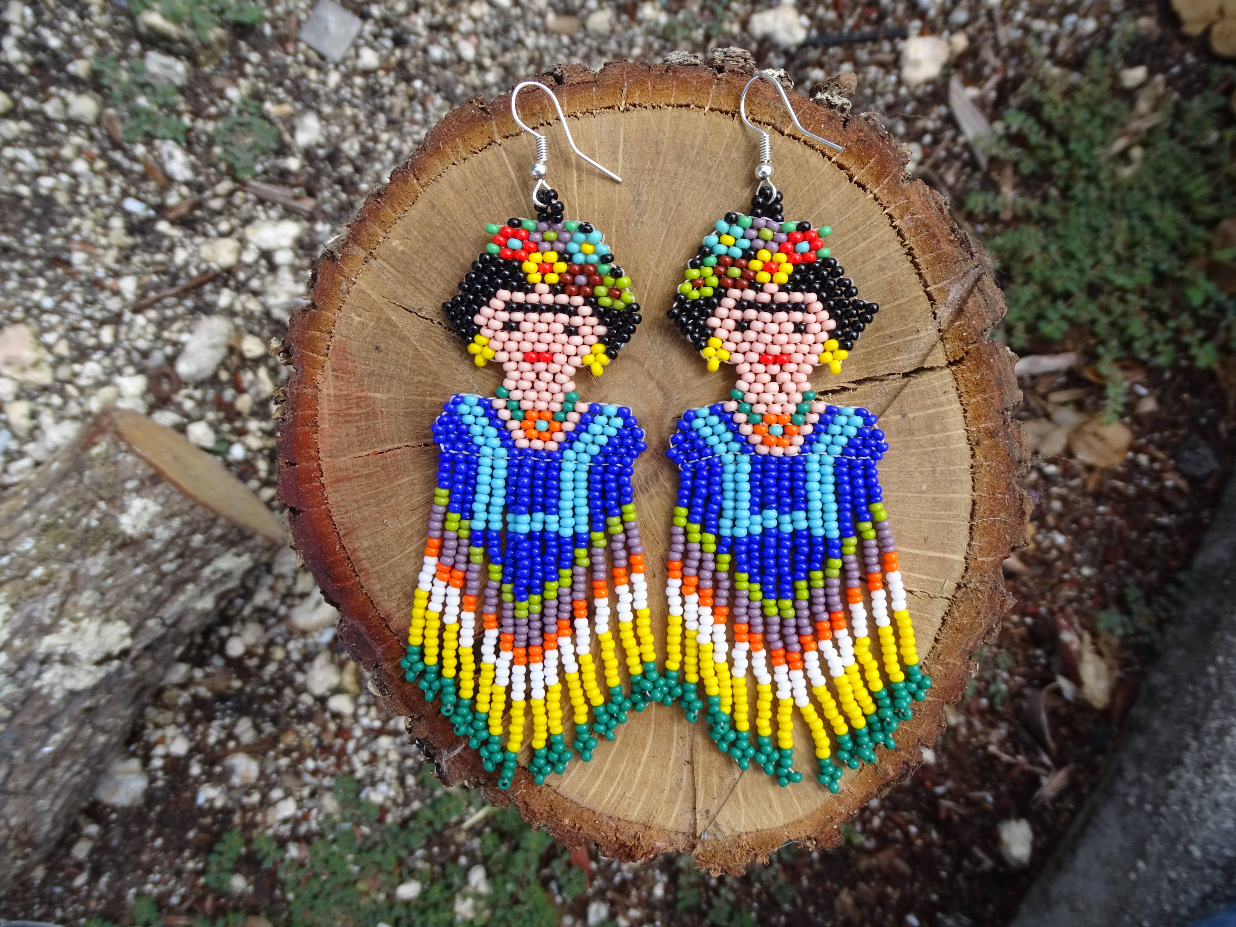 Pichincha - Wholesale Dangle Earrings - Extra Large Seed Bead Frida Inspired Long Dangle Earrings2