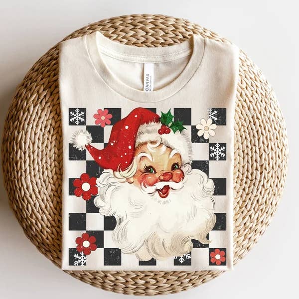 Buckin Baby Wholesale - Vente T-shirt sérigraphié – enfant - Père Noël à carreaux0