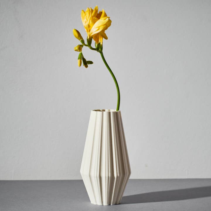 Recycled Mid-Century Fluted Vase for wholesale by Revival Homewares