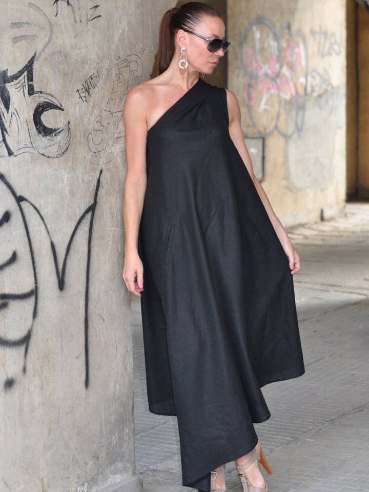 Einschultriges Leinenkleid TIFFANY für den Großhandel von EUG fashion