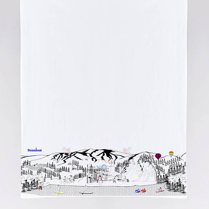 Torchon à vaisselle imprimé Skyline Steamboat Flour Sack pour la vente par Beyond Cushions Corporation