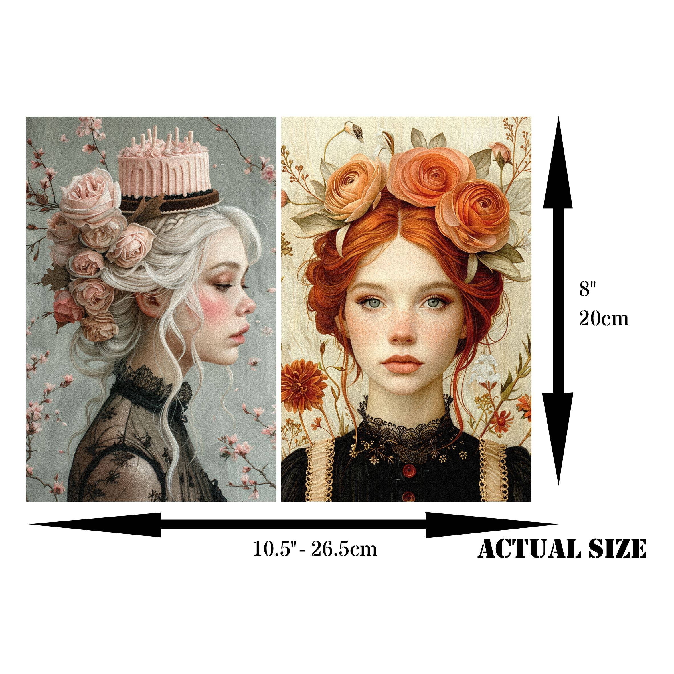 Craft Kreatively – wholesale Hantverkstillbehör – Ricepapper för decoupage med damer i hattar - A4, 6 ark – Crafts5