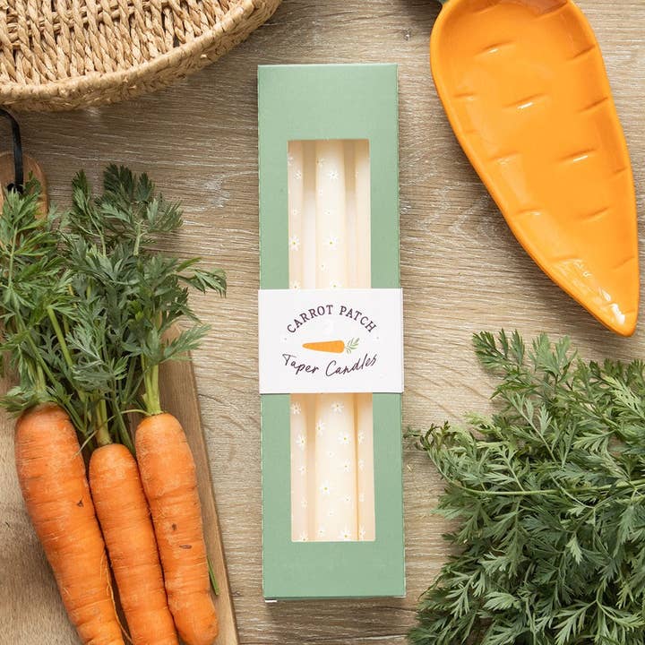 Something Different Wholesale - Wholesale Tapered Candle/Candlestick - Set of 3 Carrot Patch White Daisy Taper Candles