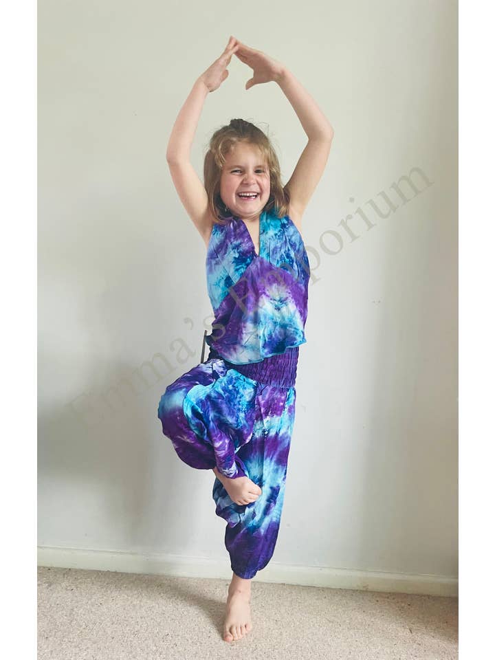 Emma's Emporium - Wholesale Trousers – Kids - Children's Tie Dye Drop Crotch Harem Trousers3