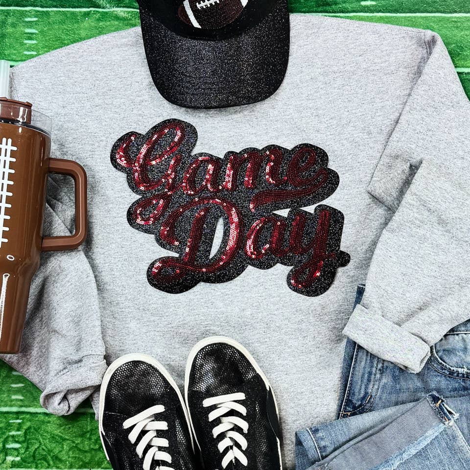 Trendy Transfers - Vente Écusson - Patch Sequins Maroon Game Day0