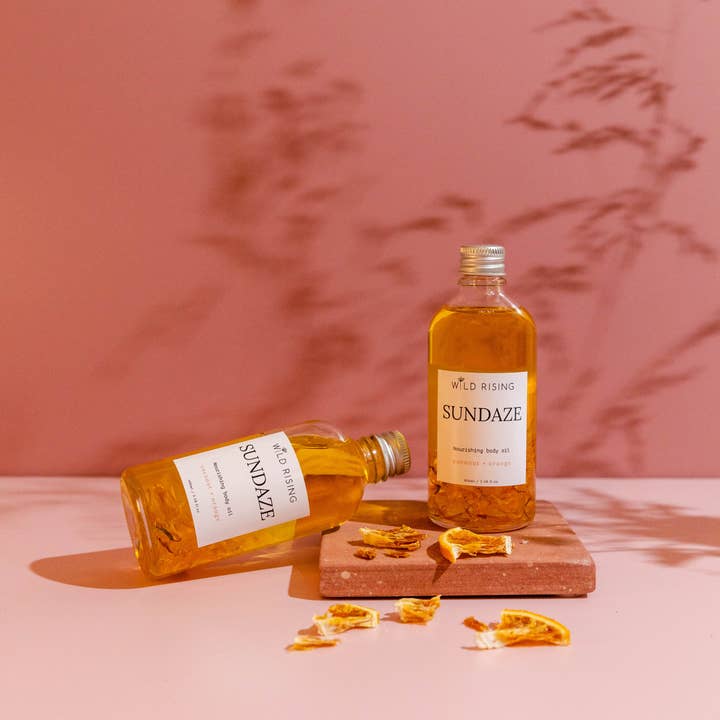Wild Rising Skincare - Wholesale Bath/Body Oil - Calendula Infused Coconut & Orange Body Massage Cuticle Oil