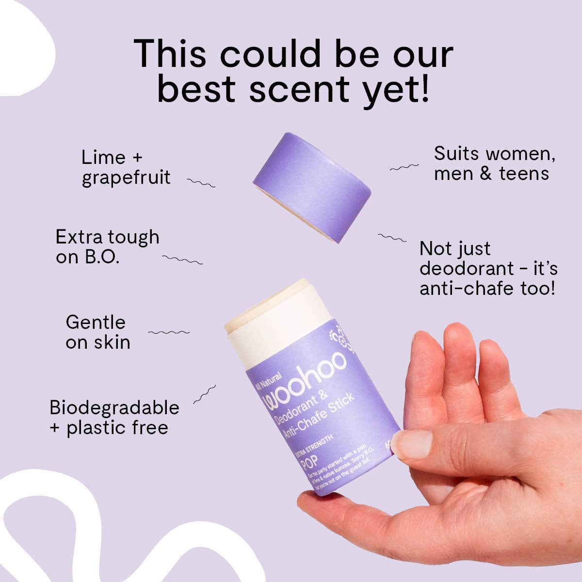 Woohoo Body - Wholesale Deodorant - Unisex - Woohoo Natural Deodorant & Anti-Chafe Stick (Pop) 60g - NEW FORMULA3