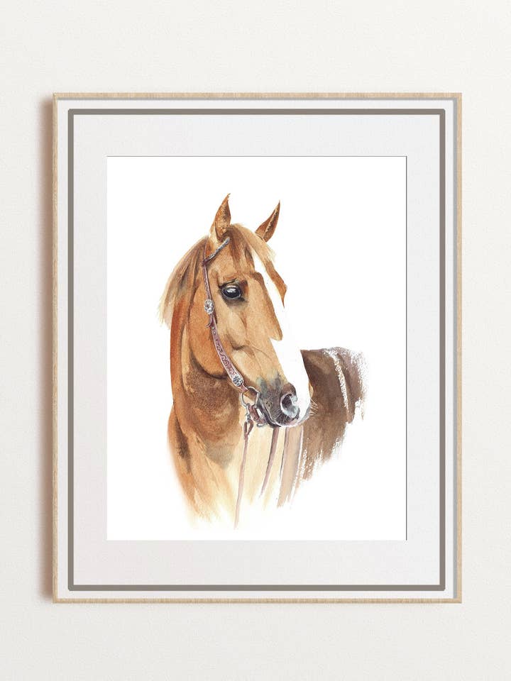 Horse Watercolor Print, Country Club Aesthetic, Gift for wholesale by Yuliasheart