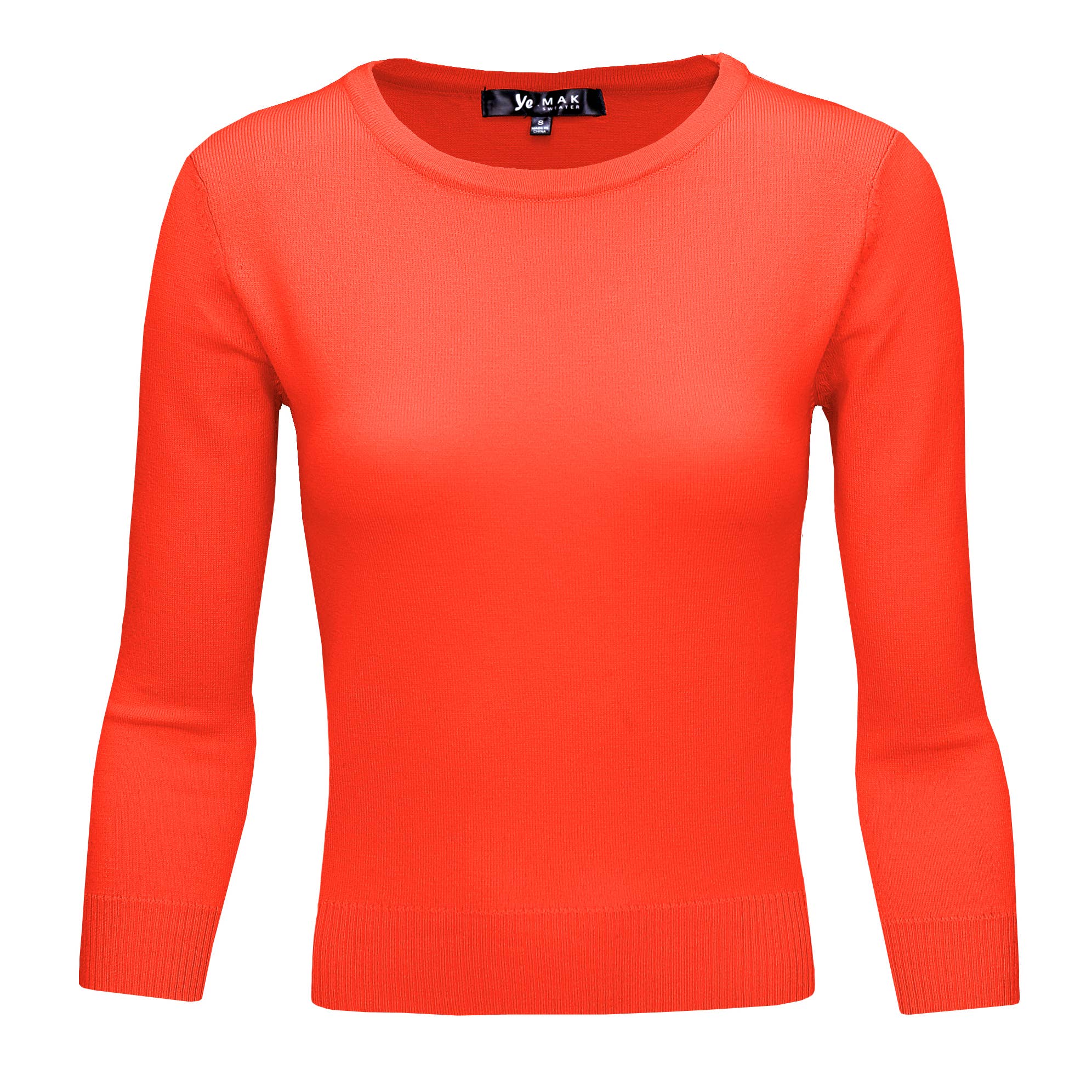 Mak - Wholesale Knit Top - Women's - 3/4 Sleeve Crewneck Soft Lightweight Basic Knit Top MK363633
