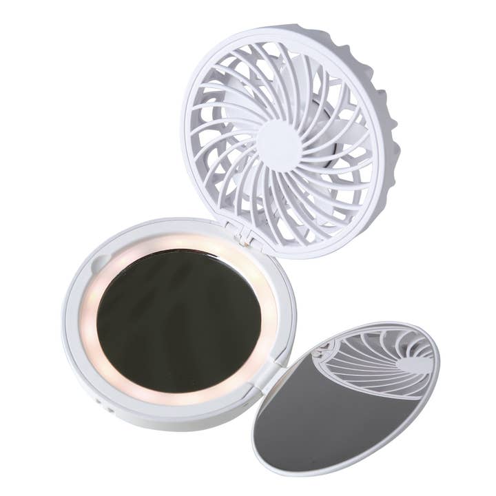 Time Concept - Wholesale Compact Mirror - Illuminated Mirror Compact with Personal 3 in 1 Wearable Fan