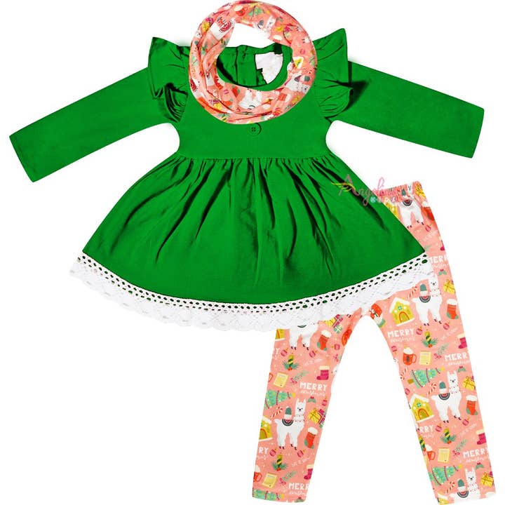 Conjunto de bufanda de llama feliz navidad para bebé para venta al por mayor de Angeline Kids