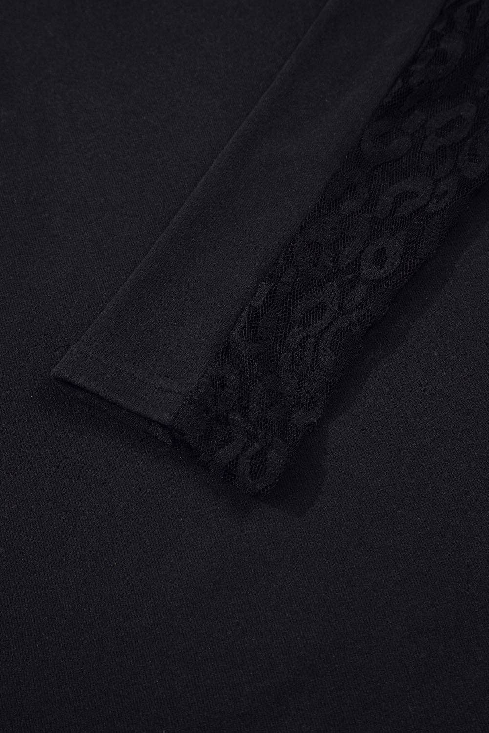 Black Leopard Mesh Patchwork Long Sleeve Top for wholesale on Faire3