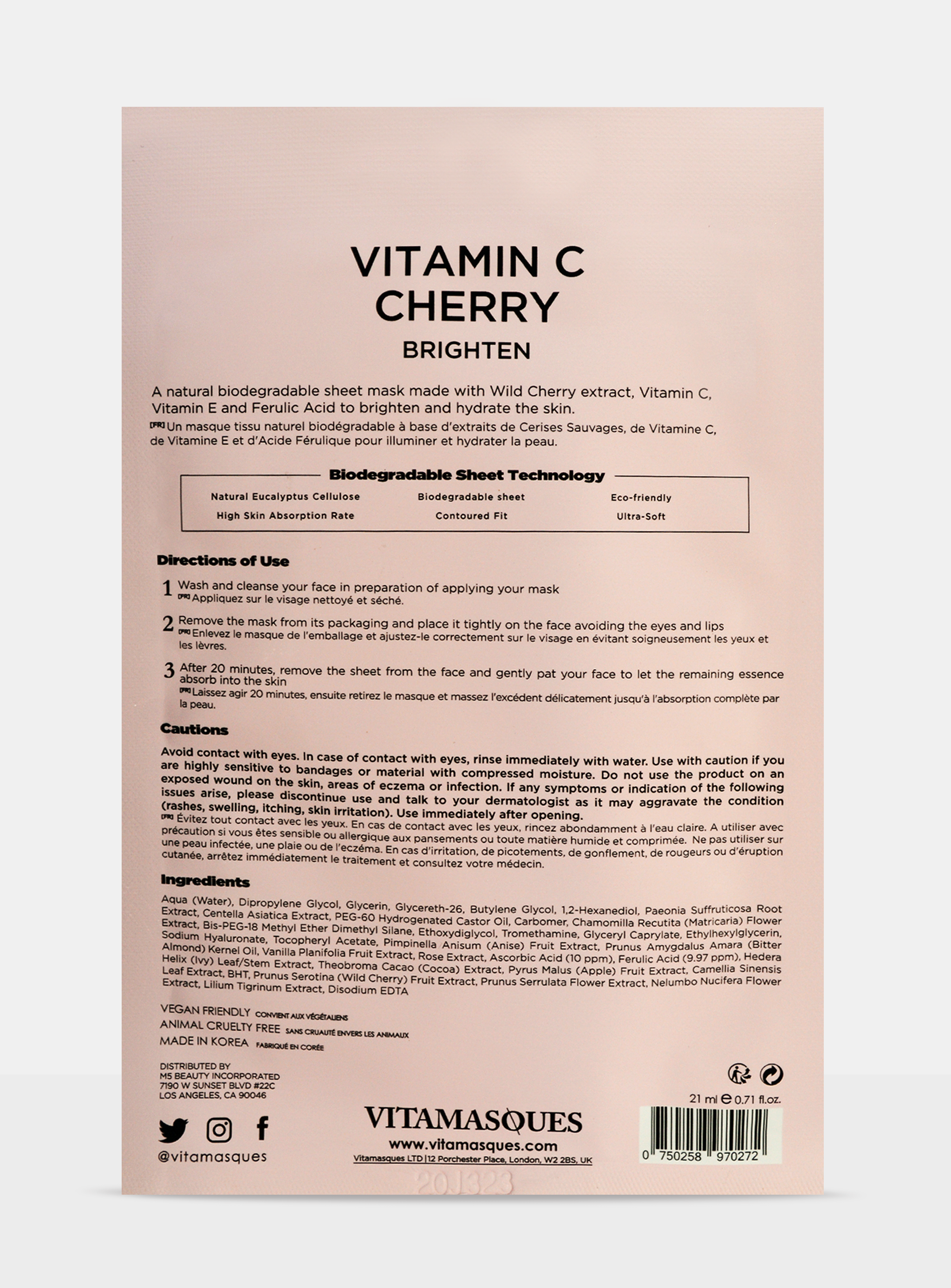 Vitamasques US - Vente Masque pour le visage - Masque en tissu à la vitamine C et à la cerise 🍒2