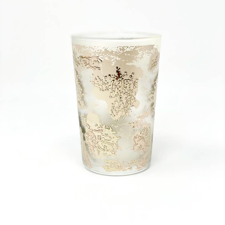 Scents and Feel - Wholesale Drinking Glass/Cup - Set of 6 Moroccan Tea Glasses Frosted Clear Tahra Silver