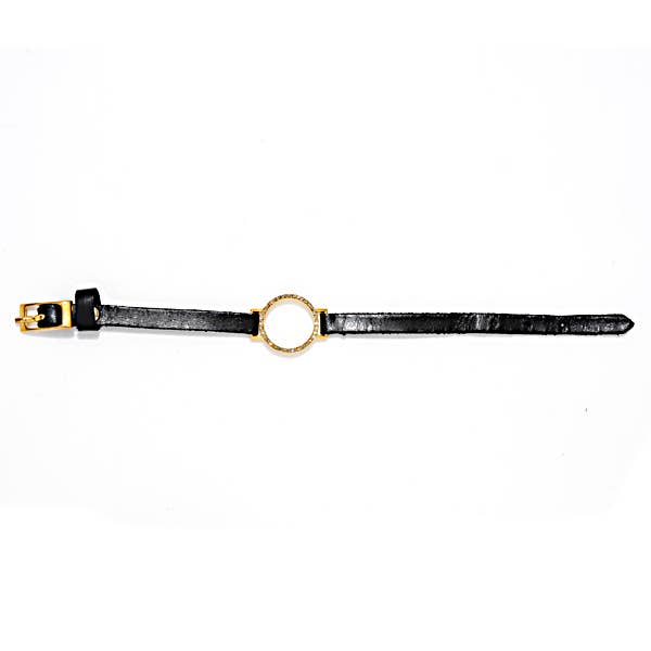 Pave Open Circle Pulseira Couro Skinny por atacado de Rebel Designs Accessories