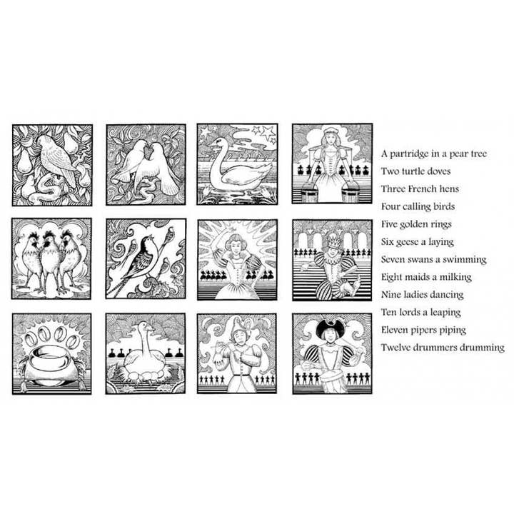 12 Days Of Christmas 2 Inch Squares Cling Rubber Stamp Set for wholesale by Stamp Addicts