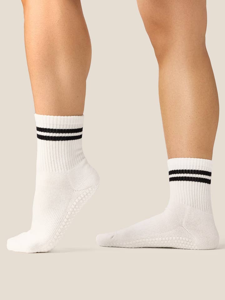 Crew Grip Sokker - Sporty Stribe Elfenben for engroshandel hos MoveActive