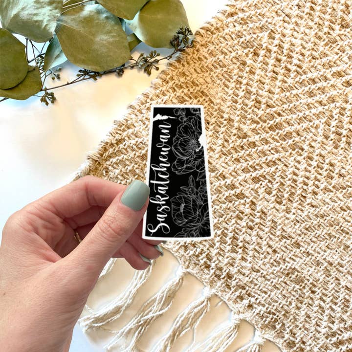 Autocollant floral noir province Saskatchewan Canada pour la vente par Freckled Art