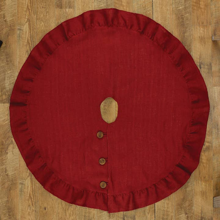Jute Burlap Tree Skirt - 24" - Red for wholesale by Park Designs