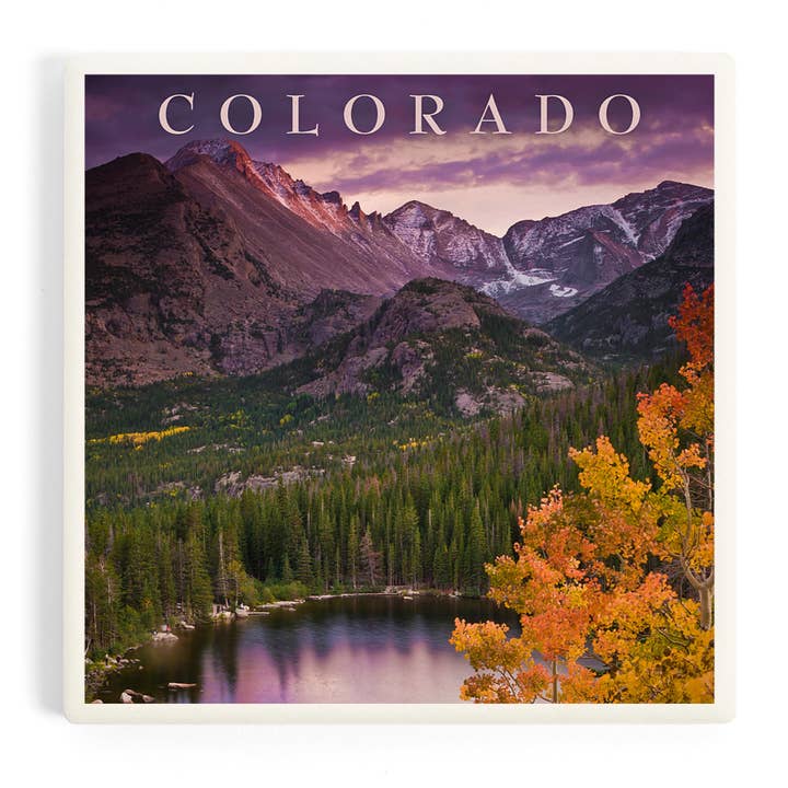 CERAMIC COASTER Colorado, Purple Sky & Lake for wholesale by Lantern Press