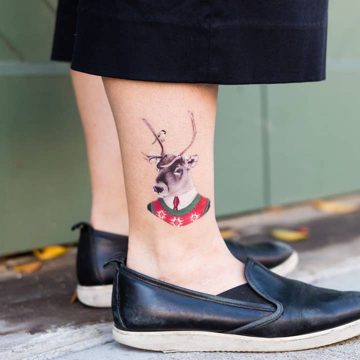 Tattly - Wholesale Temporary Tattoo - Reindeer Tattoo Pair *NEW Holiday 25!1