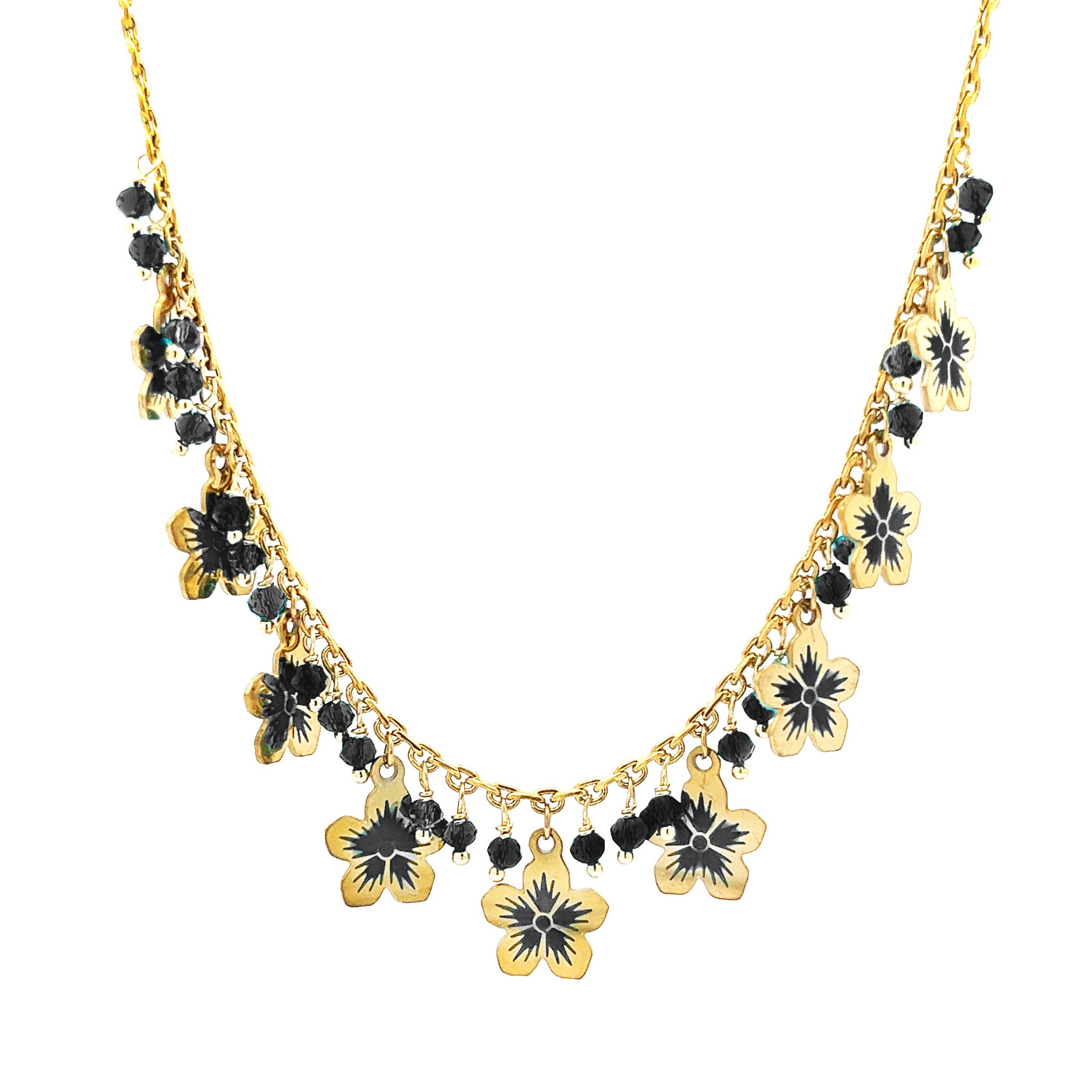 AMORINO SRL – Colar pingente/pendente por atacado – Colar Cristal E Flor - NK22134D1382