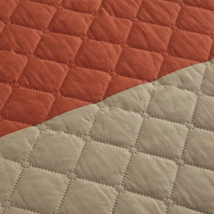 Olliix - Wholesale Bedding Set - 7 Piece Color Block Stripe Microfiber Comforter Set, Spice5