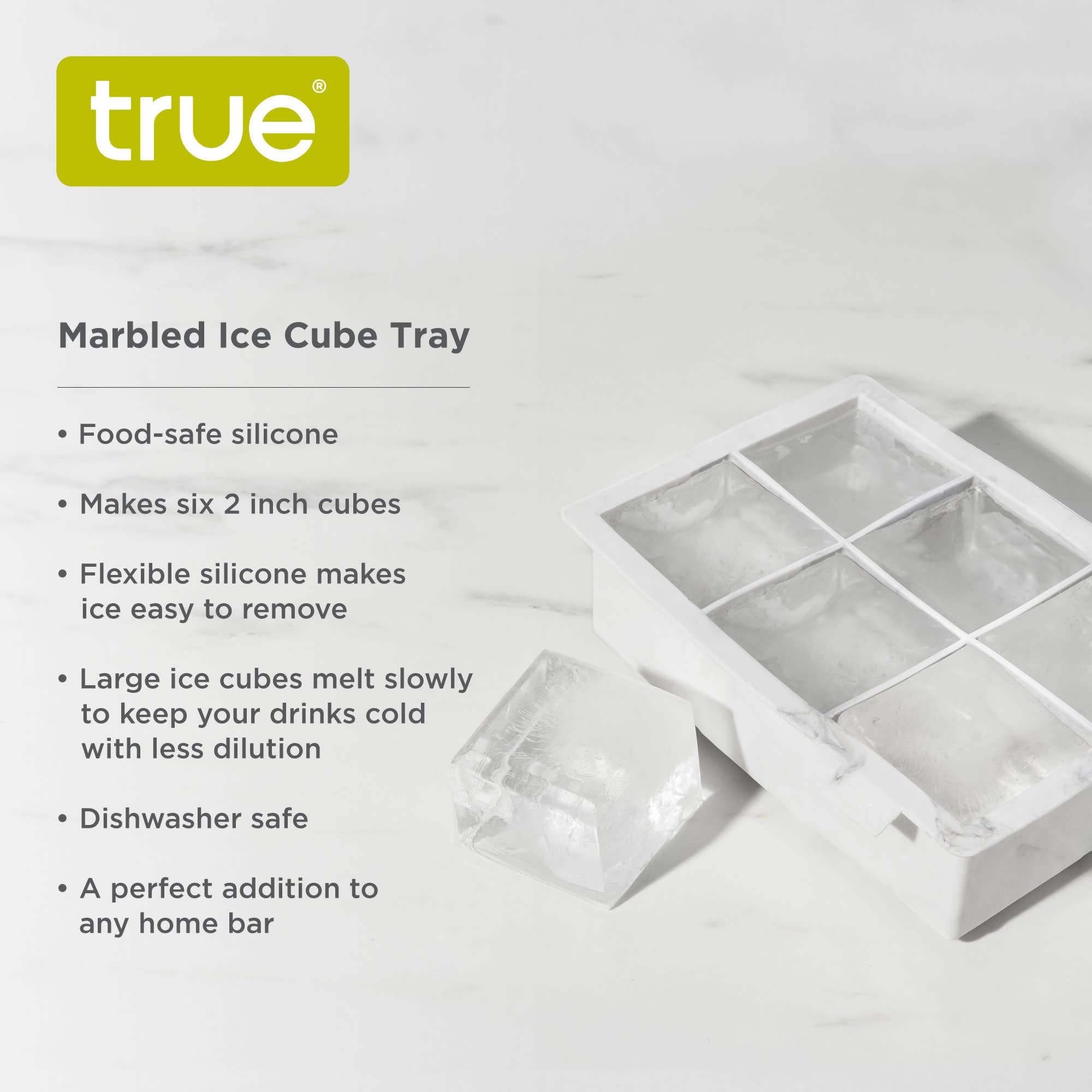 TRUE - Wholesale Ice Tray/Mold - Marbled Silicone 2 inch Ice Cube Tray3