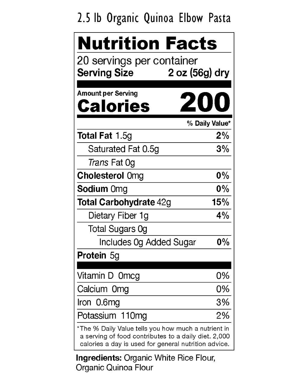 Edison Grainery - Wholesale Pasta - Edison Grainery BULK Org Quinoa Elbow CS 20 lb (4 x 5 lb)1