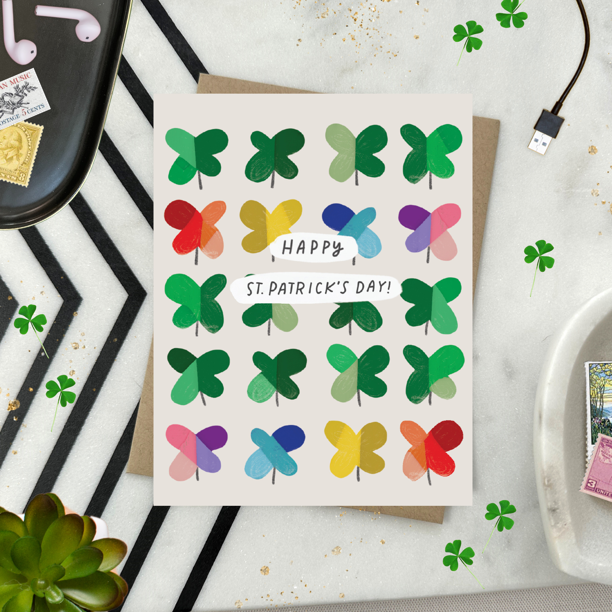 Barone and Co. – wholesale St Patricks dagskort – Måleriska Klöver Kort3