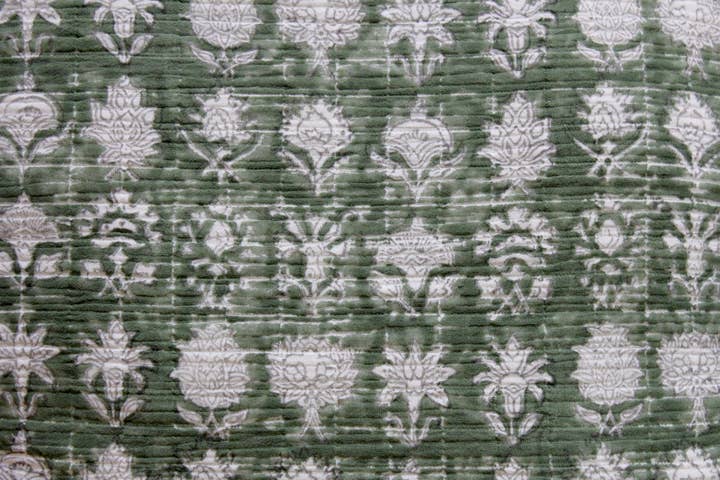 Eyda Homes - Wholesale Throw Blanket - Block Printed Kantha Quilted Cotton Throw Blanket