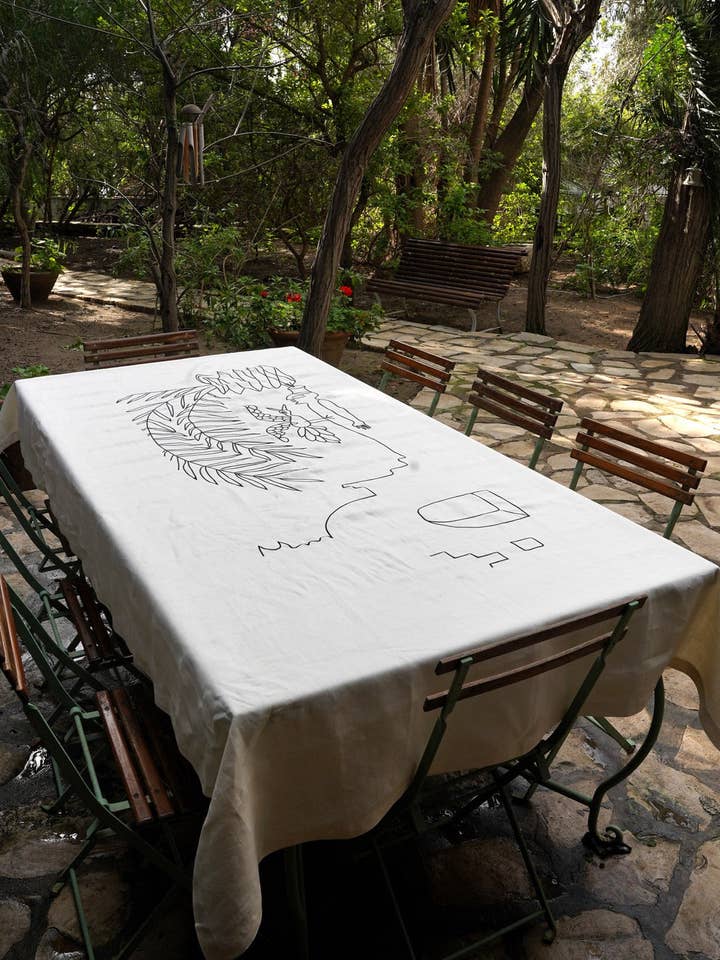 Broderad linneduk 150x250 DJERBA – Premium hantverk för wholesale av LA FIBRE ARTISANALE