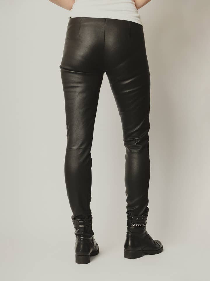 Women's Black Leather Trouser for wholesale by Rey House