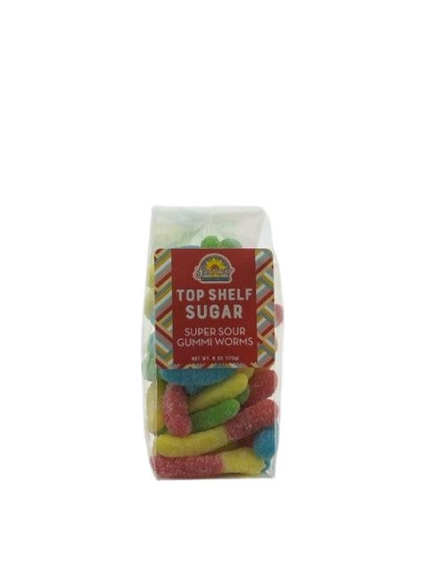 Pocketsnak-Gummi Super Sour Worms 6 oz. bag for wholesale by Sunflower Food Company