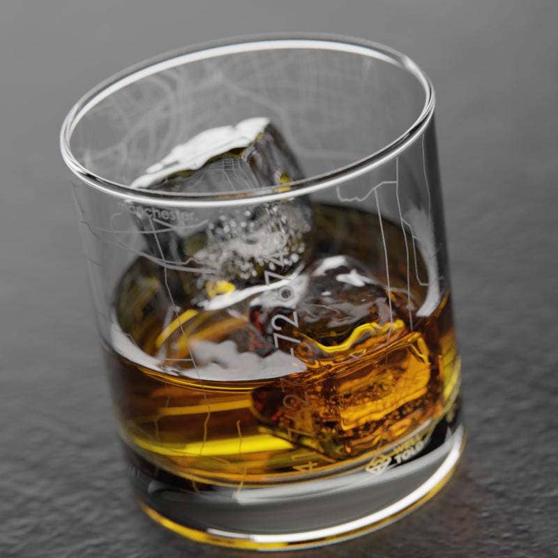 Well Told - Wholesale Cocktail/Liquor Glass - Hartford, CT City Map - Etched Whiskey Rocks Glass3