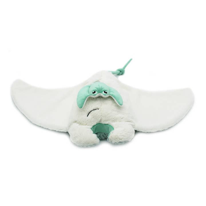 PJM Distributions - Wholesale Stuffed/Plush Toy - Kids & Baby - Les Ptipotos | Manta Ray Mom & Baby Animal Plush Toy - Mint