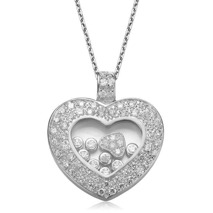 Pendentif transparent en argent sterling avec zircone cubique blanche pour la vente par Genevive