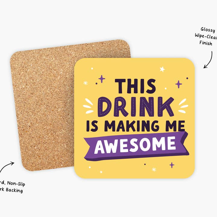Kreate Paper Co. - Vendita all'ingrosso Sottobicchiere - Sottobicchieri Divertenti, Bevanda che mi Rende Fantastico, Sottobicchiere Divertente1