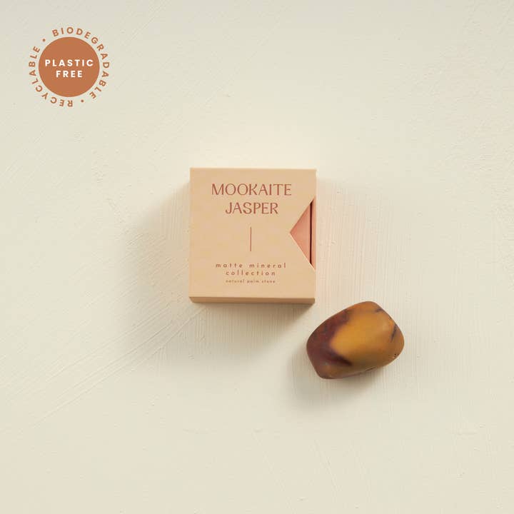 Palm Stone: Mookaite Jasper - Plastic Free Packaging! for wholesale by GeoCentral