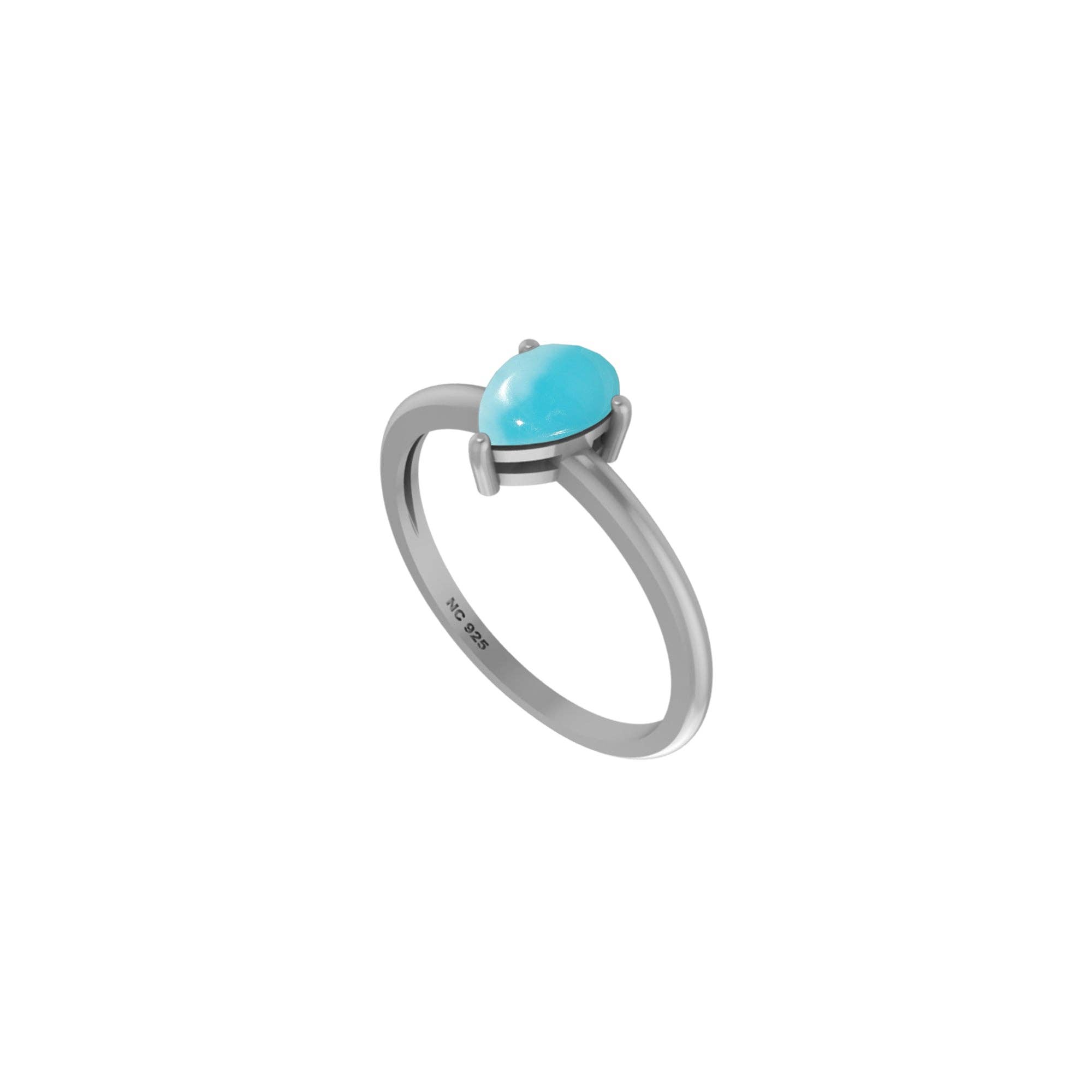 Nature Crafts - Wholesale Ring met een steen/solitaire ring - Nature Crafts natuurlijke larimar stapelbare ringen van sterling zilver met klauwzetting3