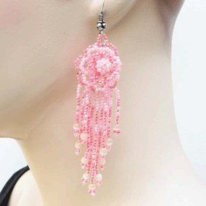 BEADS CORNER – Brincos de argola por atacado – Brincos de Cascata Floral Rosa com Missangas1