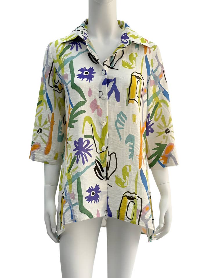 Women's Green Multi button Kamana Shirts for wholesale by Kamana