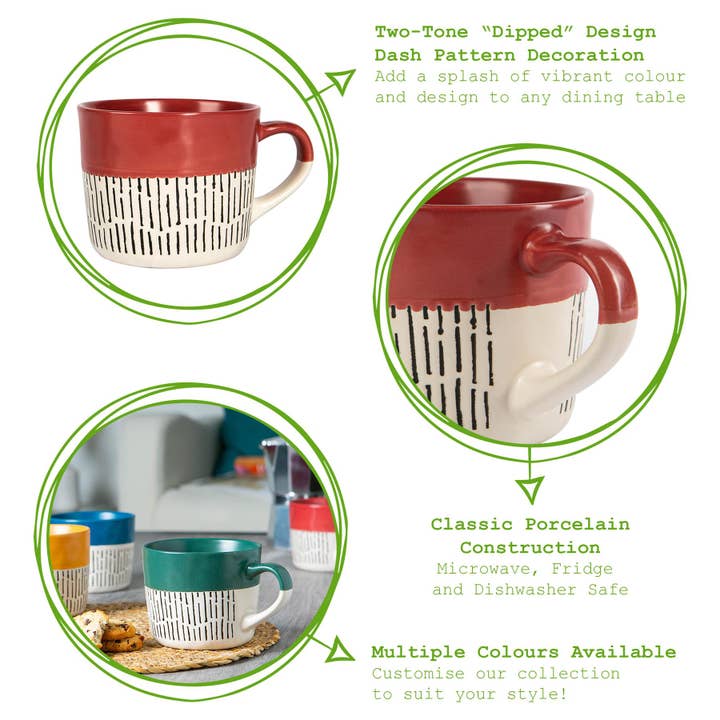 Rinkit Ltd - Wholesale Coffee Mug - Nicola Spring Ceramic Dipped Dash Coffee Mug - 385ml - Red3