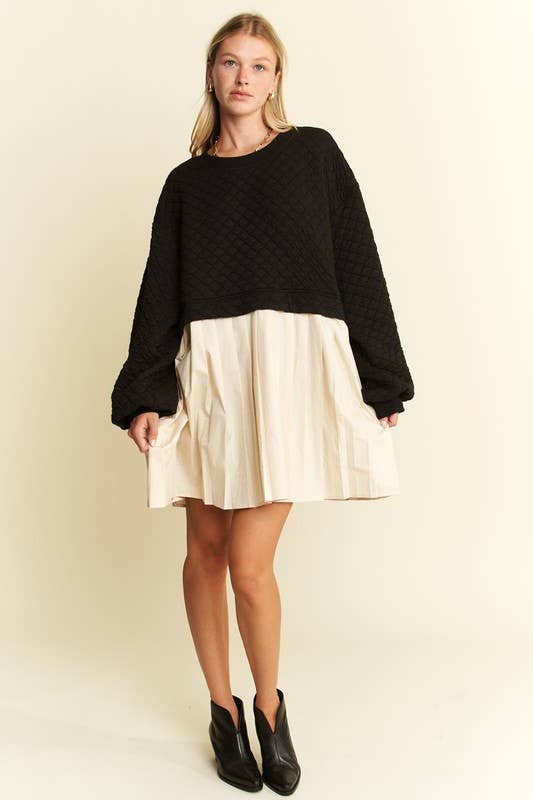 JADE BY JANE – Großhandel Kleid – Damen – LANGÄRMLIGES PLISSEE-ROCKKLEID AUS BAUMWOLLE6