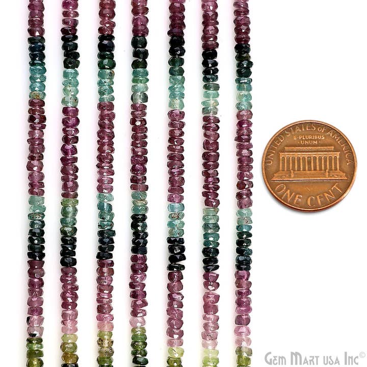 GemMartUSA - Wholesale Beads - Tourmaline Rondelle Beads, 12.5 Inch Gemstone Strand, 3-4mm1