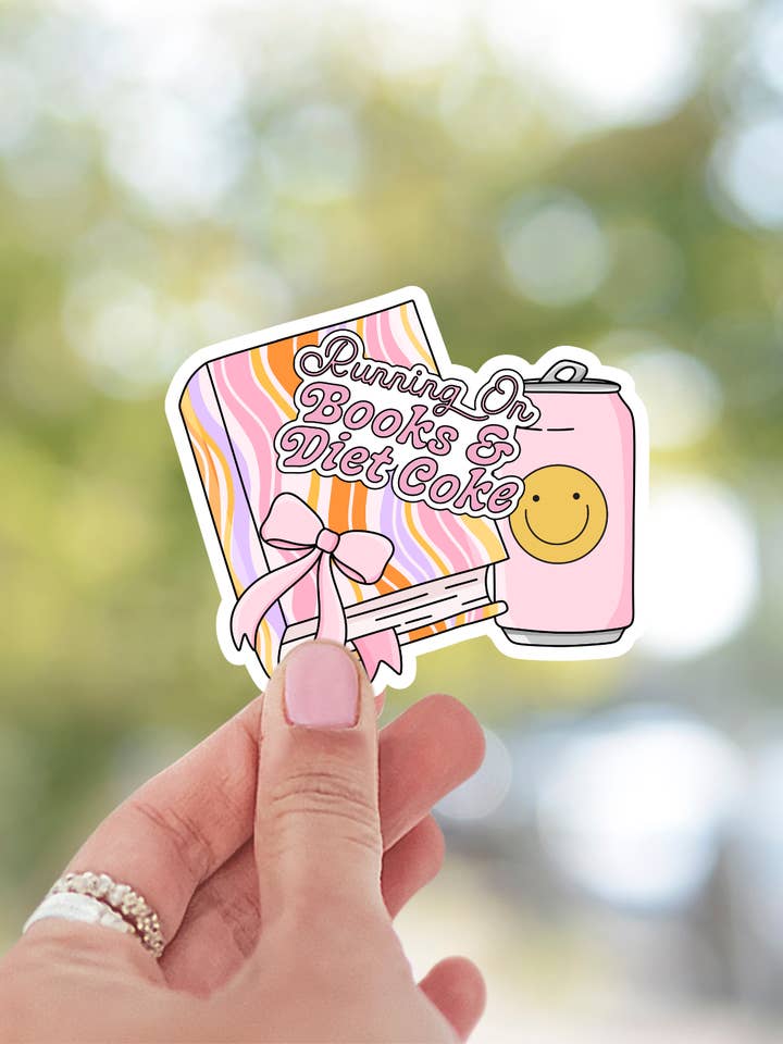 Runing on books & Diet coke Sticker for wholesale by Seven hearts shop