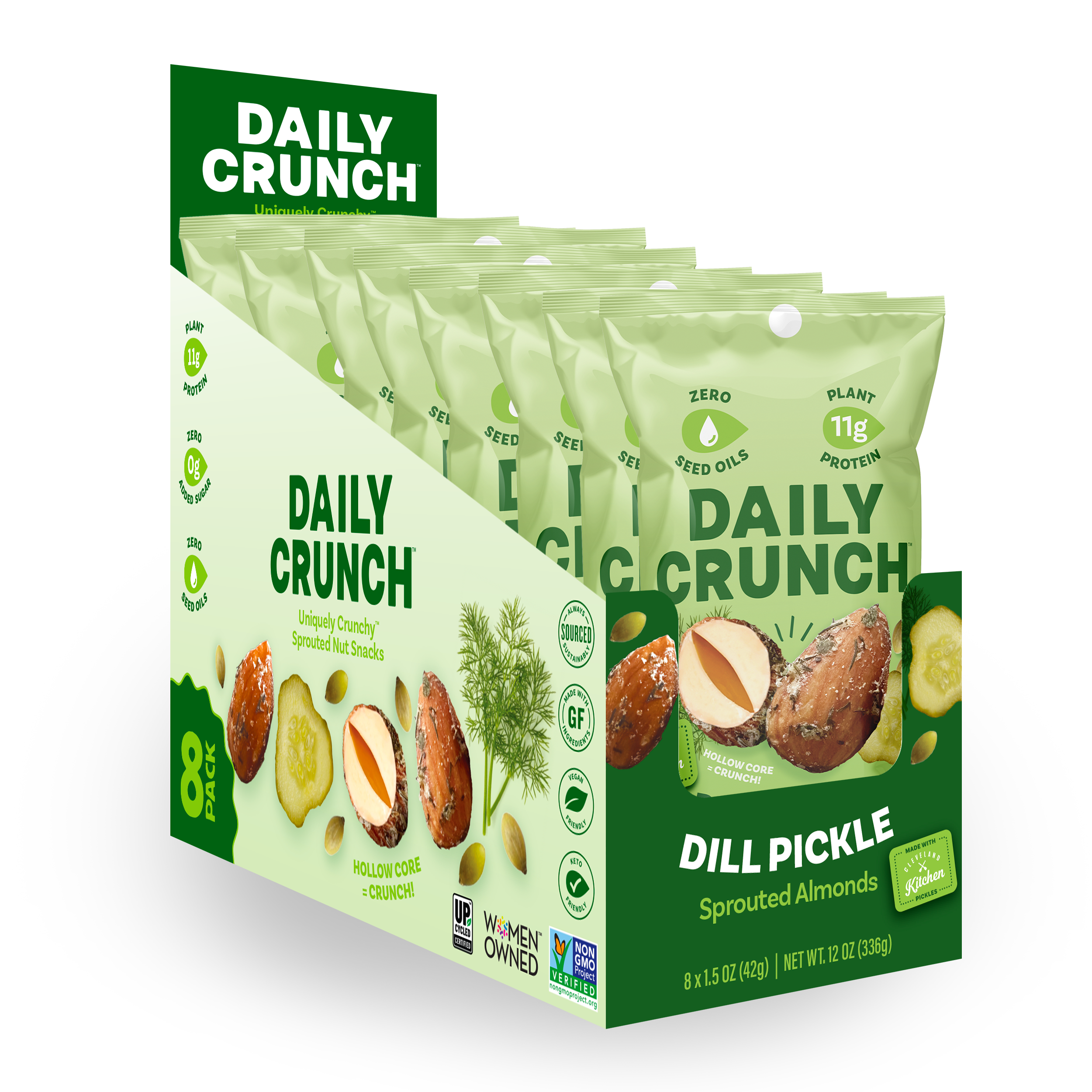 Daily Crunch - Wholesale Nuts - Dill Pickle Sprouted Almonds, 1.5oz Single Serve2