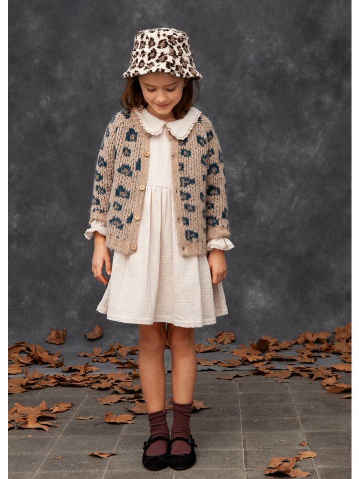 Brown Jacquard Animal Print Cardigan W61922-K for wholesale on Faire1